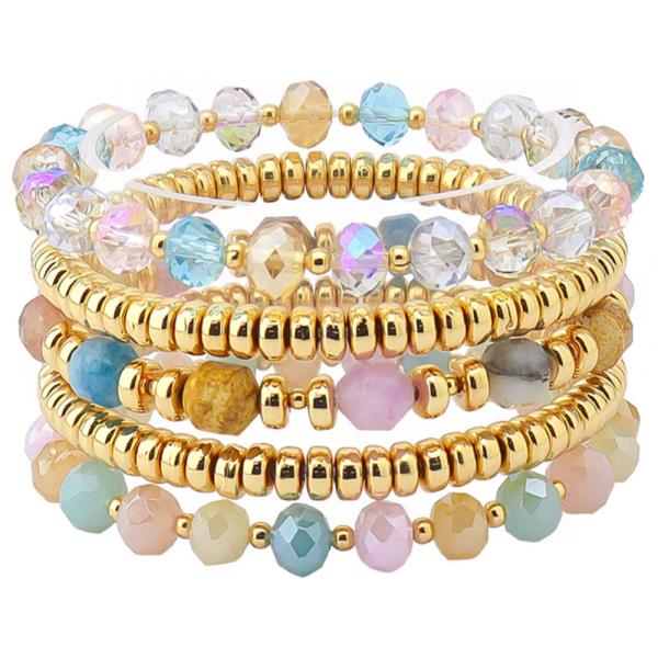 MULTI-LAYER BEADED STRETCH BRACELET SET