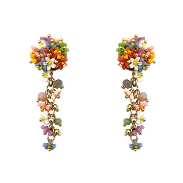 FLOWER BEAD DROP EARRING