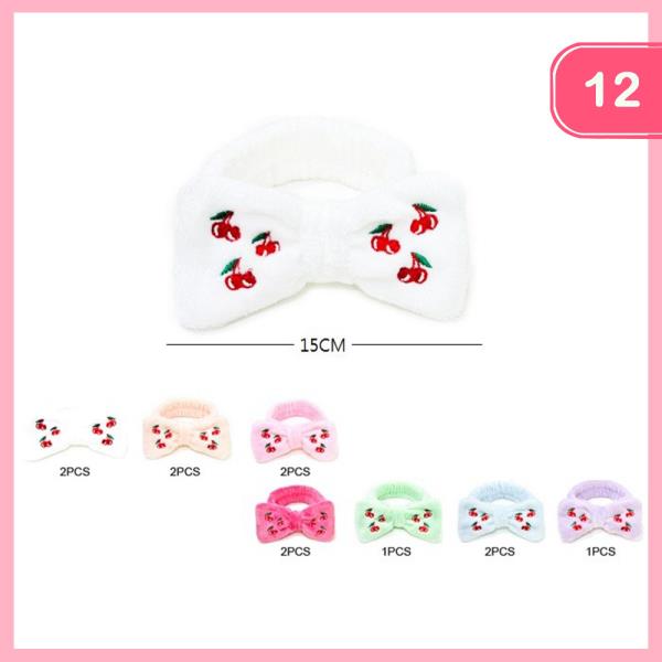 CHERRY EMBROIDERED BOW HEADBAND – 15CM (12 UNITS)