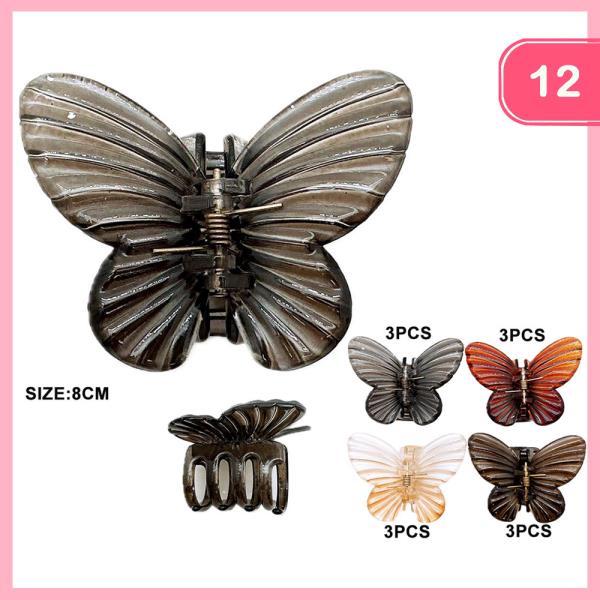 BUTTERFLY HAIR CLAW JAW CLIP (12 UNITS)