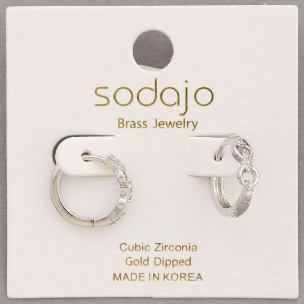 SODAJO CZ CIRCLE LINK GOLD DIPPED EARRING