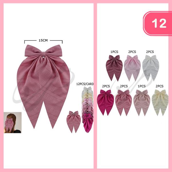RIBBON HAIR BOW PIN (24 UNITS)