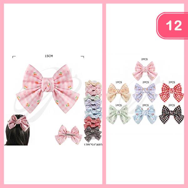 RIBBON HAIR BOW PIN (12 UNITS)