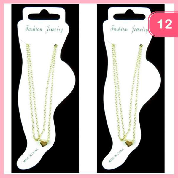 HEART METAL CHAIN ANKLET (12 UNITS)