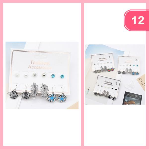 WESTERN STYLE EARRING 6 PAIR SET (12 UNITS)