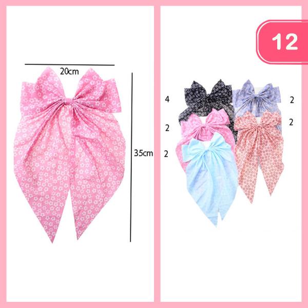 STAR RIBBON HAIR BOW PIN (12 UNITS)