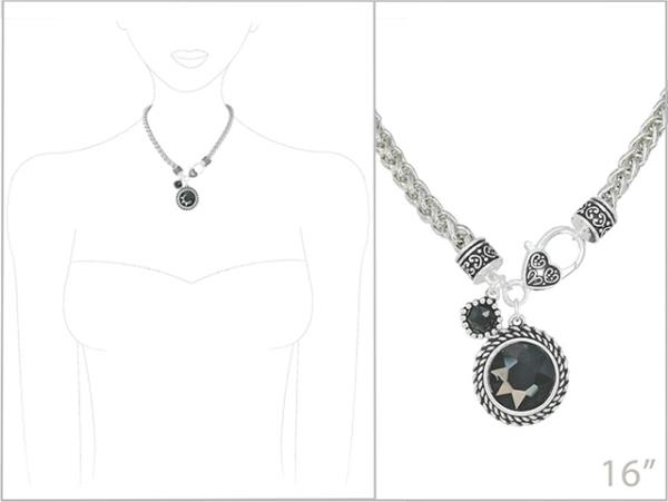 FASHION FILIGREE ROUND GLASS STONE NECKLACE