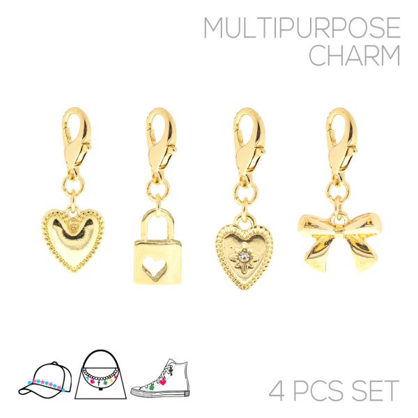 HEART KEY LOCK 4 MULTI CHARM SET