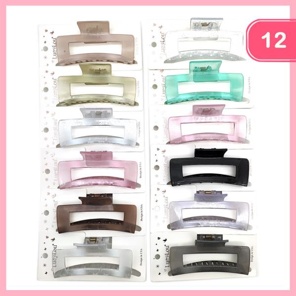 GLITTER RECTANGLE HAIR CLAW CLIP (12 UNITS)