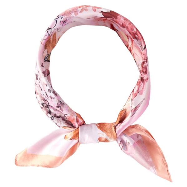 FLOWER PATTERN SILKY SQUARE BANDANA NECK SCARF
