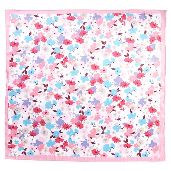 FLOWER PATTERN SILKY SQUARE BANDANA NECK SCARF