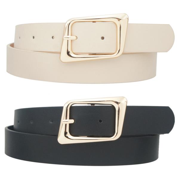 PLUS ASYMETRICAL ANGLED RECTANGLE BUCKLE DUO BELT