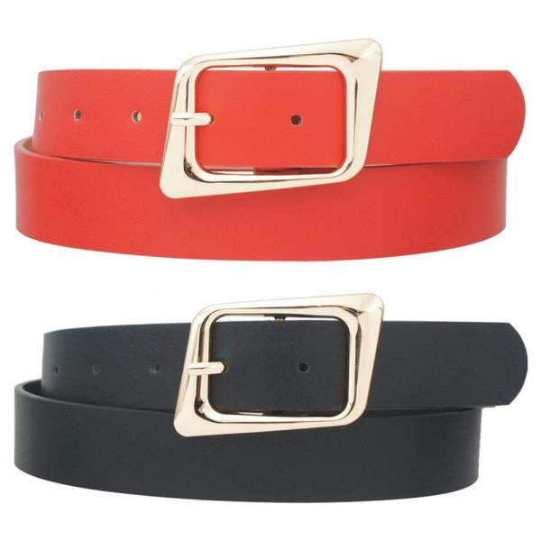 ASYMETRICAL ANGLED RECTANGLE BUCKLE DUO BELT