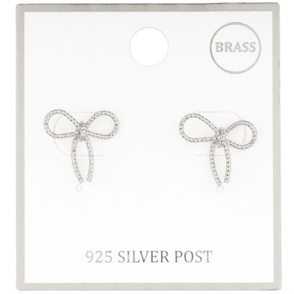 METAL BOW TEXTURED POST EARRING