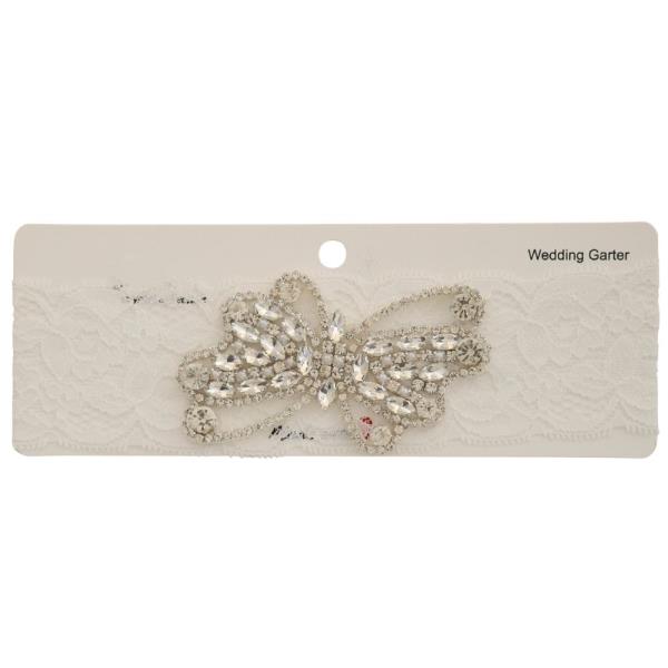RHINESTONE BUTTERFLY LACE WEDDING GARTER