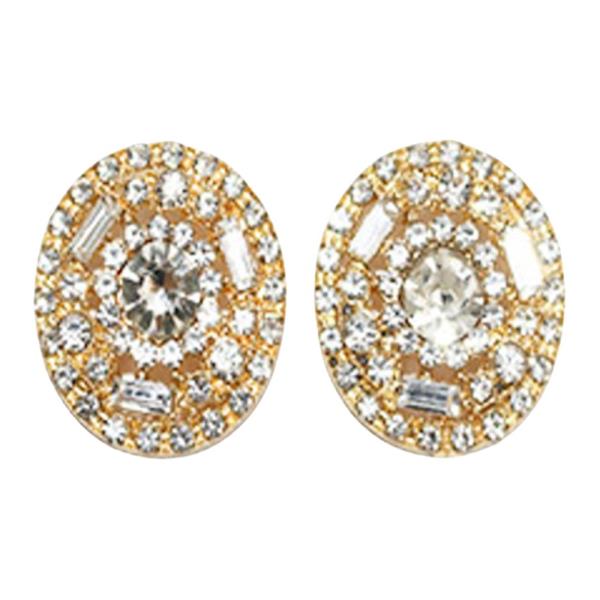 WIDE ROUND RHINESTONE POST EARRING