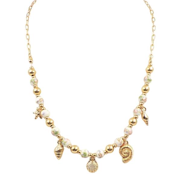 SEA LIFE CHARM CERAMIC BEAD NECKLACE