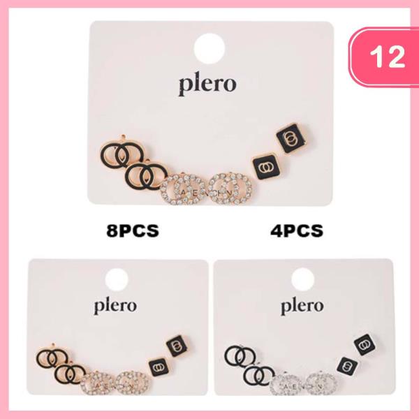 RHINESTONE ASSORTED EARRING SET (12 UNITS)