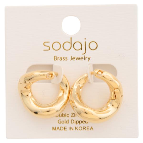 SODAJO BENT ROUND GOLD DIPPED HOOP EARRING
