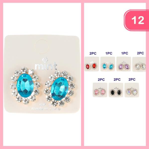 RHINESTONE POST EARRINGS (12 UNITS)