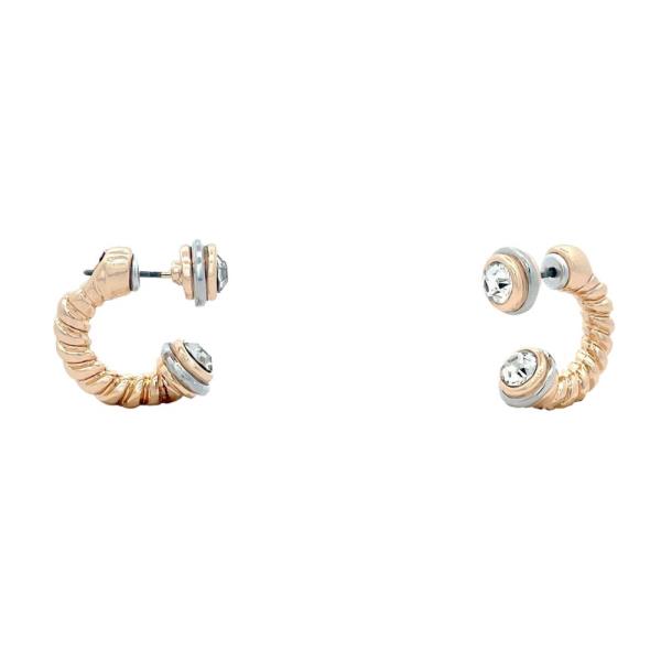 TWO TONE TWISTED OPEN HOOP EARRING