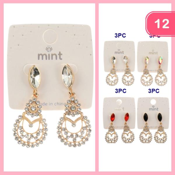 RHINESTONE DANGLE EARRINGS (12 UNITS)