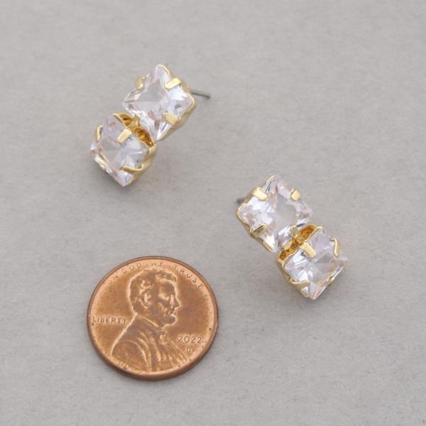 SODAJO DOUBLE CZ GOLD DIPPED EARRING