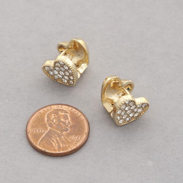 SODAJO CZ HEART HUGGIE GOLD DIPPED EARRING