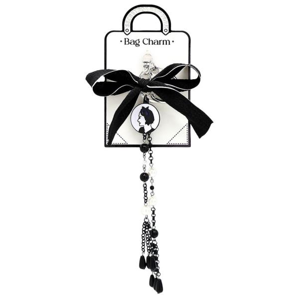 BOW BEADED BAG CHARM KEYCHAIN