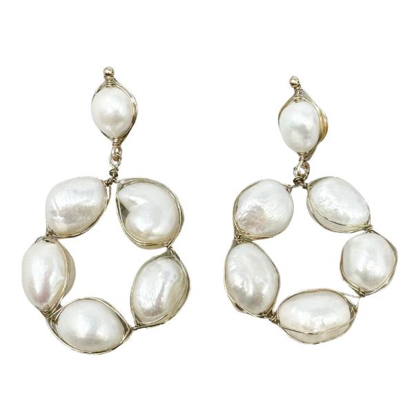 ROUND PEARL BEAD DANGLE EARRING