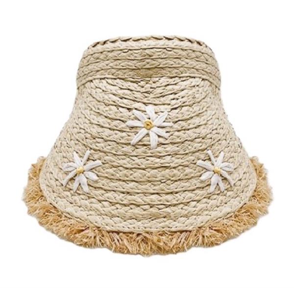 FLOWER STRAW SUN VISOR HAT