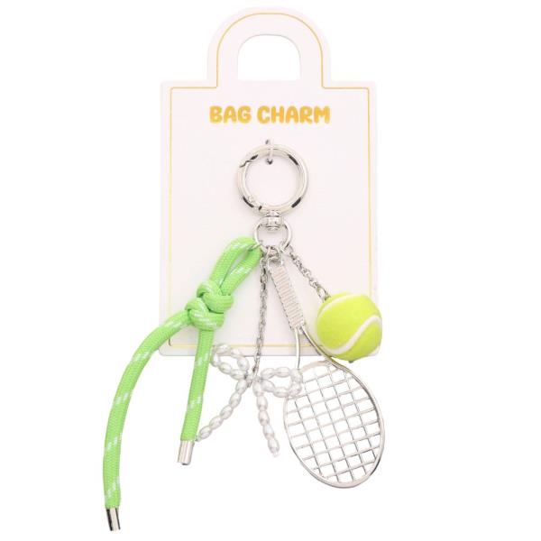 TENNIS RIBBON BOW BAG CHARM KEYCHAIN