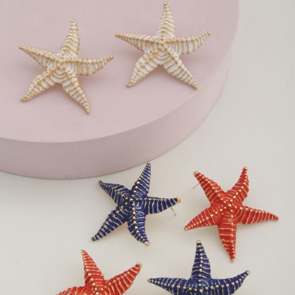 COLOR METAL STARFISH EARRING