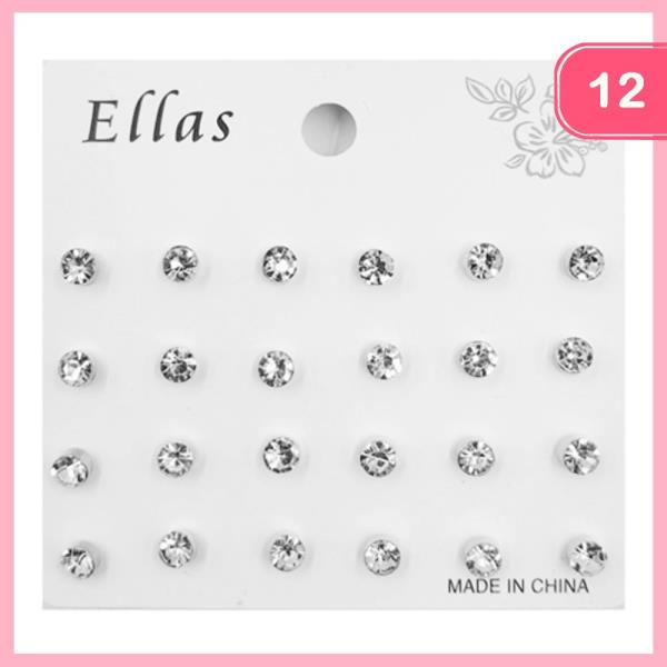 MIXED RHINESTONE STUD EARRINGS (12 UNITS)