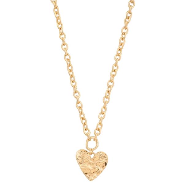 HAMMERED METAL HEART PENDANT NECKLACE