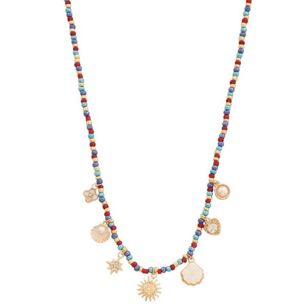 SEA LIFE MULTI CHARM BEADED NECKLACE
