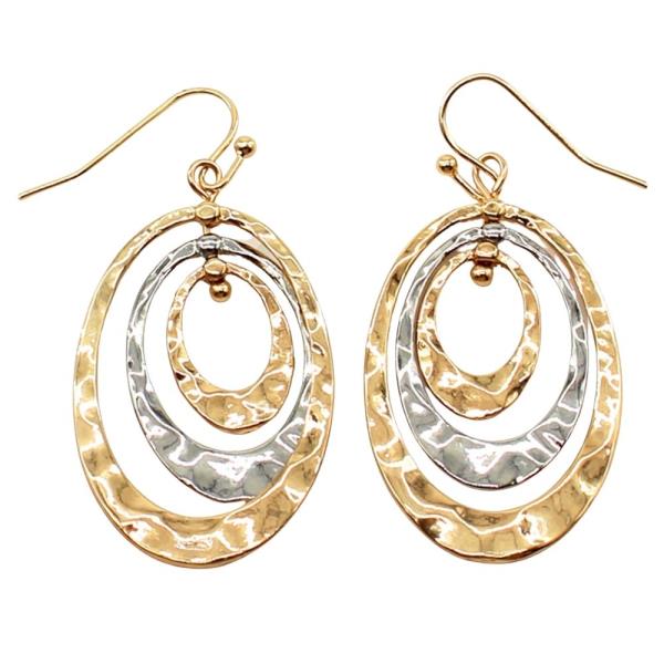 TWO TONE OVAL LINK DANGLE EARRING