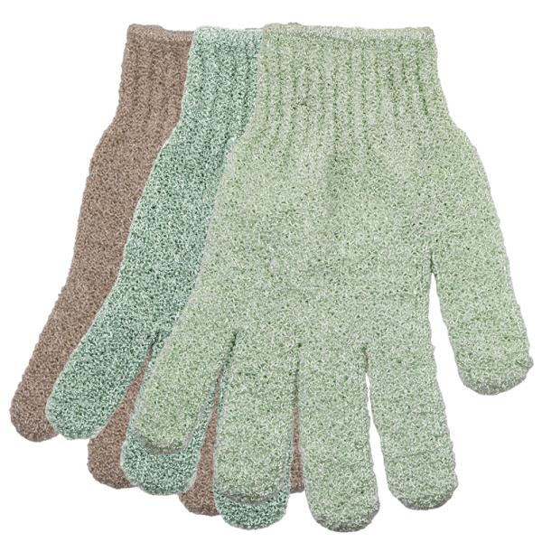 CALA EXFOLIATING BATH GLOVES 3PC SET SOFT SAGE