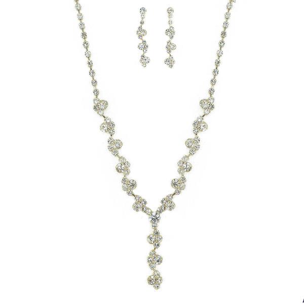 Y SHAPE RHINESTONE NECKLACE