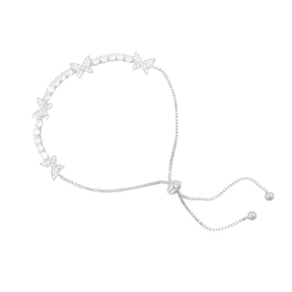 BUTTERFLY CZ METAL SLIDE ADJUSTABLE BRACELET
