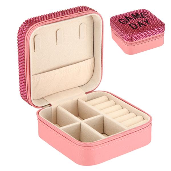 GAME DAY RHINESTONE THEMED SQUARE JEWELRY BOX
