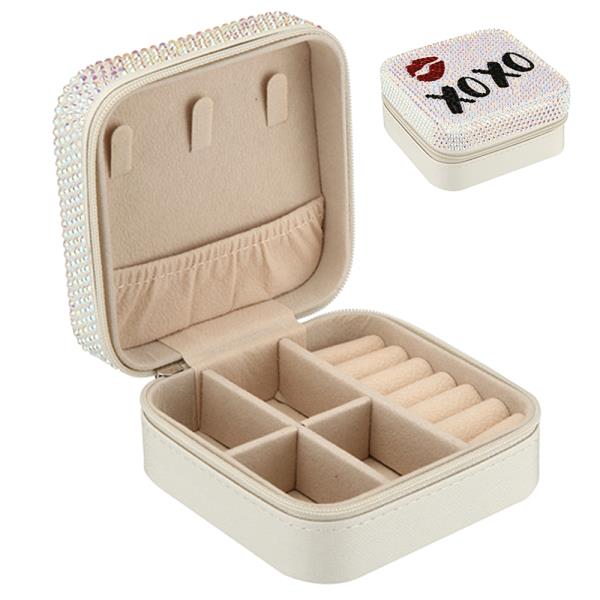 XOXO RHINESTONE THEMED SQUARE JEWELRY BOX