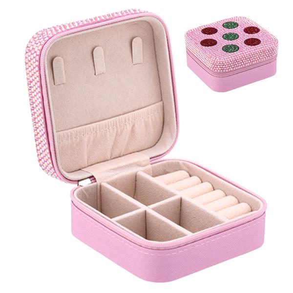 SMILE RHINESTONE THEMED SQUARE JEWELRY BOX