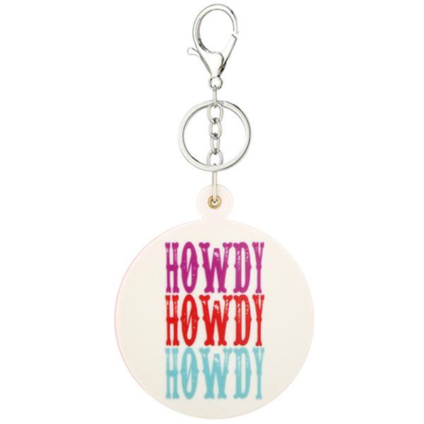 WESTERN HOWDY ROUND MIRROR KEY CHAIN BAG CHARM