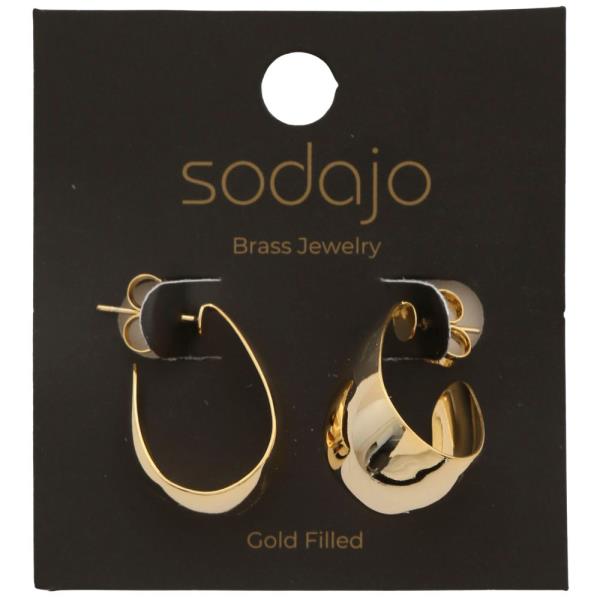 SODAJO TEARDROP SHAPE HOOP GOLD FILLED EARRING
