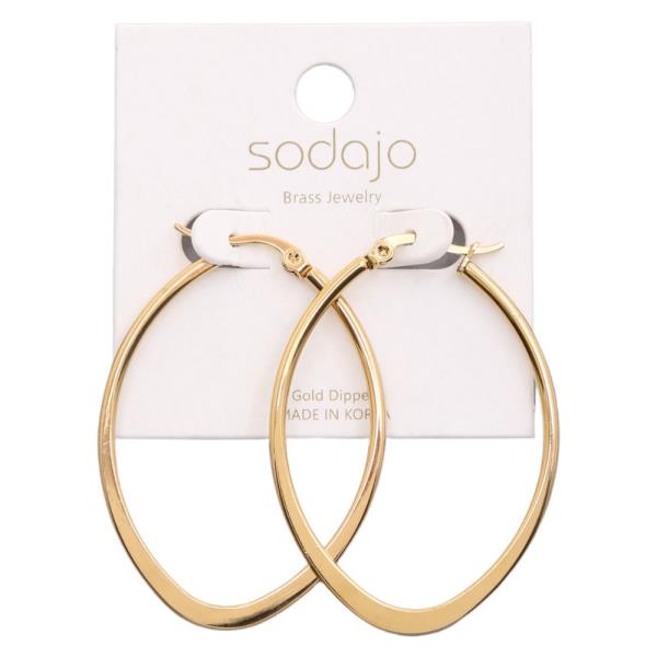 SODAJO FLAT OVAL GOLD DIPPED EARRING