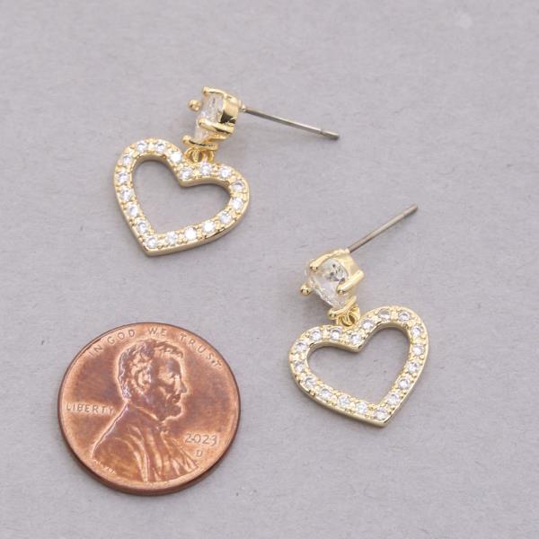 SODAJO CZ HEART CHARM HEART LINK GOLD DIPPED EARRING