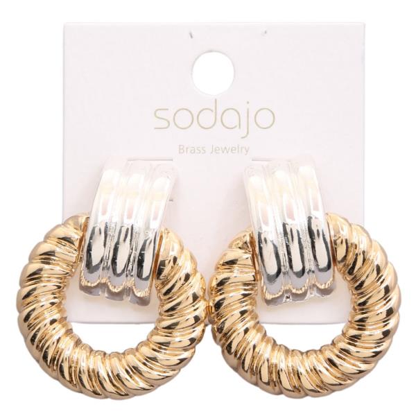 SODAJO TWO TONE TEXTURED METAL EARRING