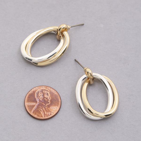 SODAJO TWO TONE OVAL GOLD DIPPED EARRING
