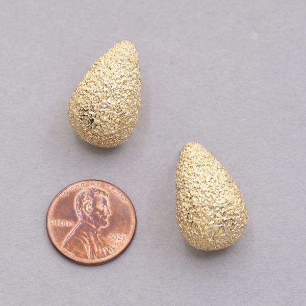 SODAJO TEXTURED METAL TEARDROP GOLD DIPPED EARRING